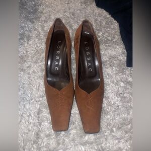 LORBAC Womens Shoes Size 39/8 Brown Suede Heels Pumps- Italy